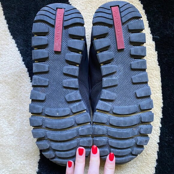 Black Prada Sport Nylon Slip On Tech Sneakers Size 7.5 - Picture 8 of 9